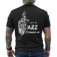 ジャズ・サックス レッツ・ジャズ・シング・アップlet's Jazz Thing Up メンズTシャツ バックプリント
