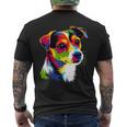 ジャック・ラッセル・テリア ブライトカラー ポップアート 愛犬家 メンズTシャツ バックプリント