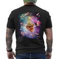 スペースレーザーアヒル食べるピザ、ギャラクシーダック。 メンズTシャツ バックプリント