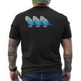 セキセイインコ鳥、セキセイインコ青い鳥 メンズTシャツ バックプリント