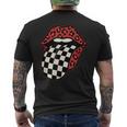 チェック 舌 赤 ヒョウ 唇 レース メンズTシャツ バックプリント