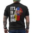 ドイツとセルビアのdna遺産フラグ メンズTシャツ バックプリント