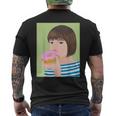 ドーナツショップ ポップアート ポートレート ロジックロックスター キュート ドーナツ ガールフレンド ドーナツ メンズTシャツ バックプリント