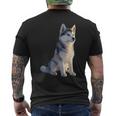 ハスキーがモチーフの愛犬家 シベリアンハスキーが大好き メンズTシャツ バックプリント