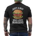 ハンバーガーが大好きな少年 おもしろハンバーガー好き メンズTシャツ バックプリント