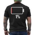 バッテリー1シャツ。バッテリーハート。充電済みバッテリーは空です。 メンズTシャツ バックプリント