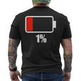 バッテリー残り1バッテリーデッドtシャツバッテリー低下 メンズTシャツ バックプリント