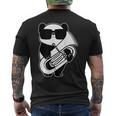 パンダとチューバ楽器チューブ メンズTシャツ バックプリント
