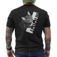 ピアノ 猫 メンズTシャツ バックプリント
