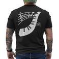 ピアノの鍵盤・音符・楽器ピアノ メンズTシャツ バックプリント