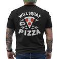 ピザのためにしゃがむ Willquat For Pizza メンズTシャツ バックプリント