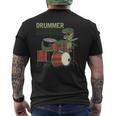 ファニー ドラマーサウルスレックス 恐竜ドラマー ギフト 恐竜ドラム メンズTシャツ バックプリント
