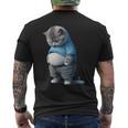 ファニー ファット 悲しい猫 アートデザイン 太った子猫 猫好き メンズTシャツ バックプリント