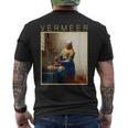 フェルメール 面白いtシャツ アート 牛乳を注ぐ女 絵画 メンズ レディース 面白い 服 美術 油彩画 メンズTシャツ バックプリント