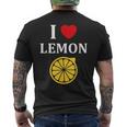 フルーツ レモン 面白いユーモア かわいい シンプル 小さなレモン I Love Lemon メンズTシャツ バックプリント