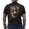 ボストンテリア モナリザ 絵画 アート 犬 ママ お父さん メンズTシャツ バックプリント
