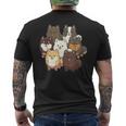 ポメラニアン ドッグ グループ かわいい ペット ブラック ホワイト チョコレート ポンポン メンズTシャツ バックプリント
