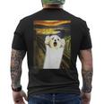 マルチーズ 面白いtシャツ 犬 ムンクの叫び かわいい メンズ 子供 おもしろ 服 グッズ ネタ わんこ メンズTシャツ バックプリント