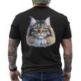 メインクーン 猫の肖像画 メンズTシャツ バックプリント