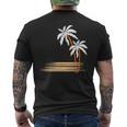 ヤシの木 夏 カラフル 胸 プリント ホリデー メンズTシャツ バックプリント