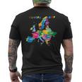 ヨーロッパ地図、国旗、ヨーロッパ諸国 メンズTシャツ バックプリント