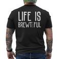 ライフ・イズ・ブルーティフル・ビューティフル・ドリンク・パーティーおもしろい飲みビール メンズTシャツ バックプリント