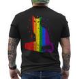 レインボー猫と本と星 Lgbt プライド メンズTシャツ バックプリント