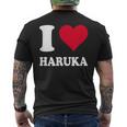 レッドハート I Love Haruka メンズTシャツ バックプリント