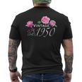 ヴィンテージ 1950 ピンクローズ 75歳 75歳 誕生日 母の日 メンズTシャツ バックプリント