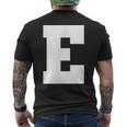 大文字 E アルファベット モノグラム イニシャル メンズTシャツ バックプリント