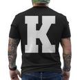 大文字 K アルファベットモノグラム イニシャル メンズTシャツ バックプリント