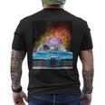 宇宙 銀河 猫 運転 車 メンズTシャツ バックプリント