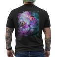 宇宙のかわいいアストロ宇宙猫 メンズTシャツ バックプリント