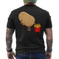 愉快なフライドポテト食べ物デザイン 男女兼用 メンズTシャツ バックプリント