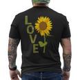 愛の大きなひまわりを作る庭師 メンズTシャツ バックプリント