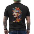 抽象的 カラフルである 花 女 芸術 顔 メンズTシャツ バックプリント