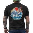 日本山 富士 大波 神奈川 日本 ヴィンテージアート メンズTシャツ バックプリント