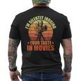 映画で味を判断する 映画ファン 映画 シネマ メンズTシャツ バックプリント