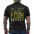 漁師のために睡眠魚を繰り返し面白い引用を食べる メンズTシャツ バックプリント