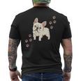 犬のプリントとフレンチブルドッグのグラフィック フレンチブルドッグ メンズTシャツ バックプリント