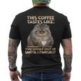 猫朝のイライラとコーヒー愛好家向け T パラス猫 メンズTシャツ バックプリント