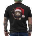 猫 クリスマス クリスマスパーティー メンズTシャツ バックプリント