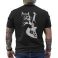 猫がギターベースを弾く メンズTシャツ バックプリント