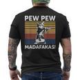 猫ビンテージpewpewpewマダファカス猫クレイジーピュー メンズTシャツ バックプリント