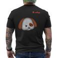 絵文字しかめっ面の怒った犬の顔 メンズTシャツ バックプリント