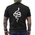 縁起の良い白蛇デザイン 幸運を願うお守り メンズTシャツ バックプリント
