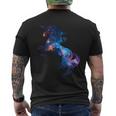 美的シルエット 夢のような宇宙 銀河 ユニコーン メンズTシャツ バックプリント