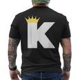 英文字 K 大文字 アルファベット モノグラム イニシャル キング クイーン クラウン メンズTシャツ バックプリント