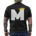 英文字 M 大文字 アルファベット モノグラム イニシャル キング クイーン クラウン メンズTシャツ バックプリント