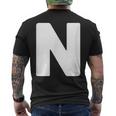 英文字 N 大文字 アルファベット モノグラム イニシャル メンズTシャツ バックプリント